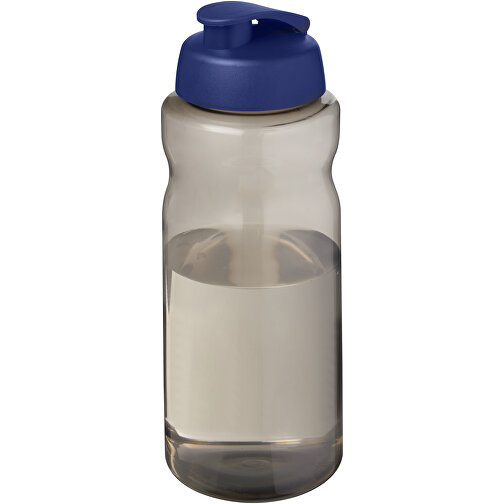 H2O Active® Eco Big Base 1L Sportflasche Mit Klappdeckel , kohle / blau, PCR Kunststoff, PP Kunststoff, 22,10cm (Höhe), Bild 1