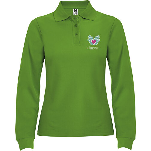 Estrella Langarm Poloshirt Für Damen , grass green, Piqué Strick 100% Baumwolle, 220 g/m2, 3XL, , Bild 2