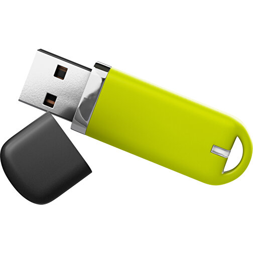 USB-Stick StylishDrive 2.0 , hellgrün /schwarz MB , 2 GB , Gummiplastik, Kunststoff MB , 6,20cm x 0,75cm x 2,00cm (Länge x Höhe x Breite), Bild 1