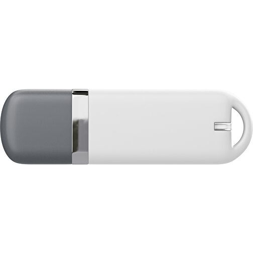 USB-Stick StylishDrive 2.0 , weiß / dunkelgrau MB , 2 GB , Gummiplastik, Kunststoff MB , 6,20cm x 0,75cm x 2,00cm (Länge x Höhe x Breite), Bild 2