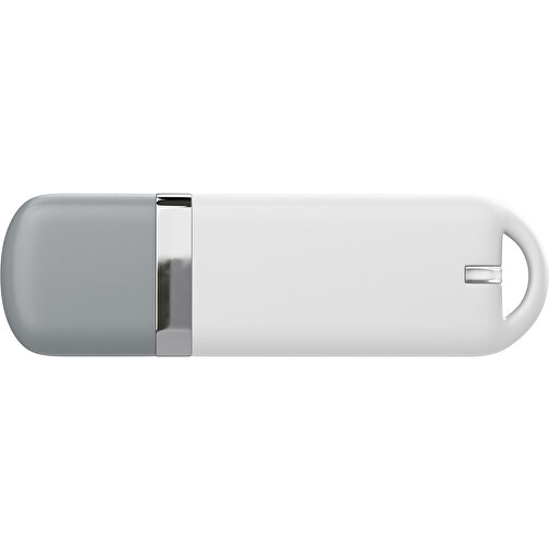 USB-Stick StylishDrive 2.0 , weiß / silber MB , 2 GB , Gummiplastik, Kunststoff MB , 6,20cm x 0,75cm x 2,00cm (Länge x Höhe x Breite), Bild 2