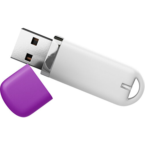 USB-Stick StylishDrive 2.0 , weiß / dunkelmagenta MB , 2 GB , Gummiplastik, Kunststoff MB , 6,20cm x 0,75cm x 2,00cm (Länge x Höhe x Breite), Bild 1