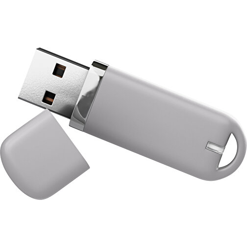 USB-Stick StylishDrive 2.0 , hellgrau MB , 1 GB , Gummiplastik, Kunststoff MB , 6,20cm x 0,75cm x 2,00cm (Länge x Höhe x Breite), Bild 1