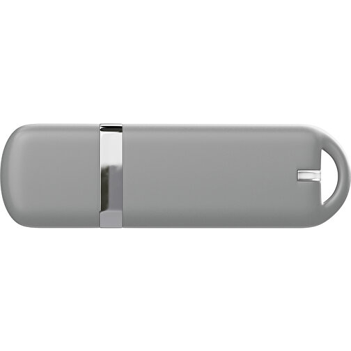 USB-Stick StylishDrive 2.0 , grau MB , 1 GB , Gummiplastik, Kunststoff MB , 6,20cm x 0,75cm x 2,00cm (Länge x Höhe x Breite), Bild 2