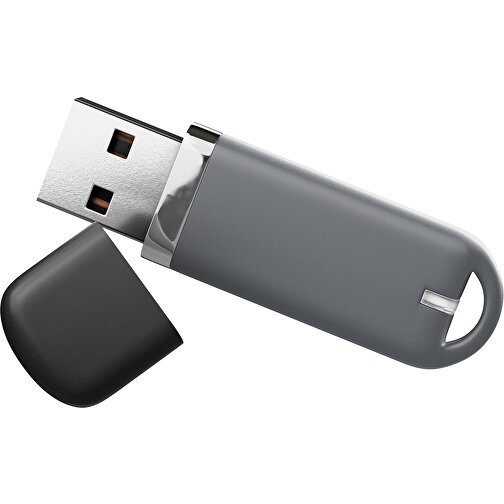USB-Stick StylishDrive 2.0 , dunkelgrau /schwarz MB , 1 GB , Gummiplastik, Kunststoff MB , 6,20cm x 0,75cm x 2,00cm (Länge x Höhe x Breite), Bild 1