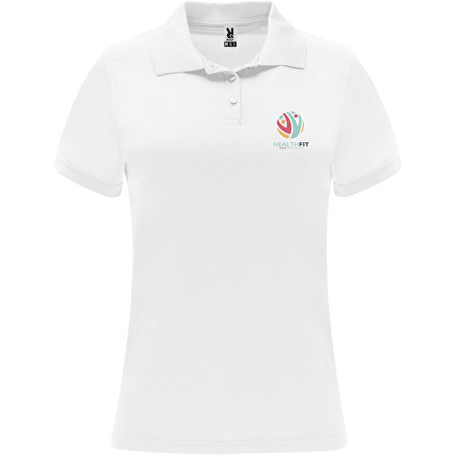 Monzha Sport Poloshirt Für Damen , weiß, Piqué Strick 100% Polyester, 150 g/m2, L, , Bild 2