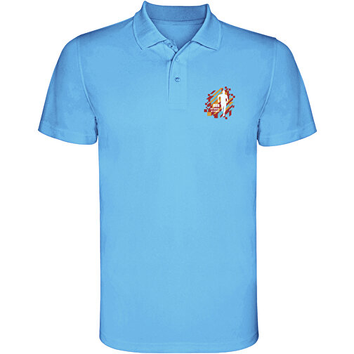 Monzha Sport Poloshirt Für Herren , türkis, Piqué Strick 100% Polyester, 150 g/m2, 3XL, , Bild 2