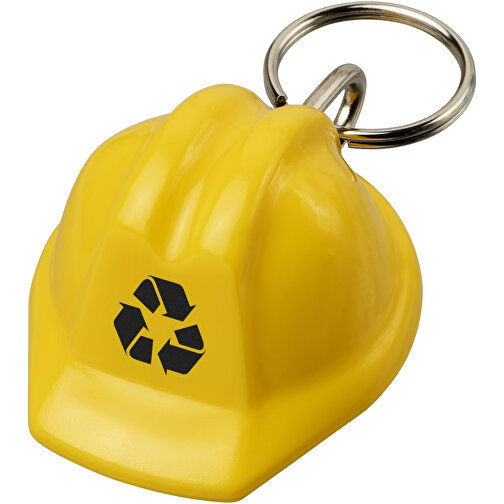 Kolt Schutzhelm Schlüsselanhänger Aus Recyceltem Material , gelb, Recycelter HIPS Kunststoff, Metall, 3,90cm x 2,10cm x 3,50cm (Länge x Höhe x Breite), Bild 2