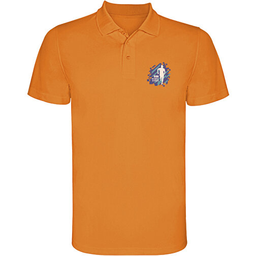 Monzha Sport Poloshirt Für Herren , fluor orange, Piqué Strick 100% Polyester, 150 g/m2, XL, , Bild 2