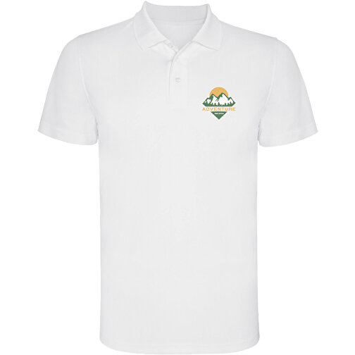Monzha Sport Poloshirt Für Herren , weiß, Piqué Strick 100% Polyester, 150 g/m2, 3XL, , Bild 2