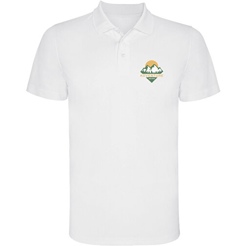 Monzha Sport Poloshirt Für Herren , weiss, Piqué Strick 100% Polyester, 150 g/m2, 2XL, , Bild 2