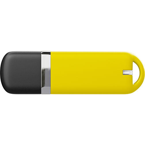 USB-Stick StylishDrive 2.0 , gelb /schwarz MB , 1 GB , Gummiplastik, Kunststoff MB , 6,20cm x 0,75cm x 2,00cm (Länge x Höhe x Breite), Bild 2