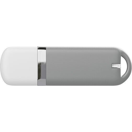USB-Stick StylishDrive 2.0 , grau / weiß MB , 1 GB , Gummiplastik, Kunststoff MB , 6,20cm x 0,75cm x 2,00cm (Länge x Höhe x Breite), Bild 2
