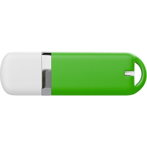 USB-Stick StylishDrive 2.0 , grasgrün / weiß MB , 1 GB , Gummiplastik, Kunststoff MB , 6,20cm x 0,75cm x 2,00cm (Länge x Höhe x Breite), Bild 2