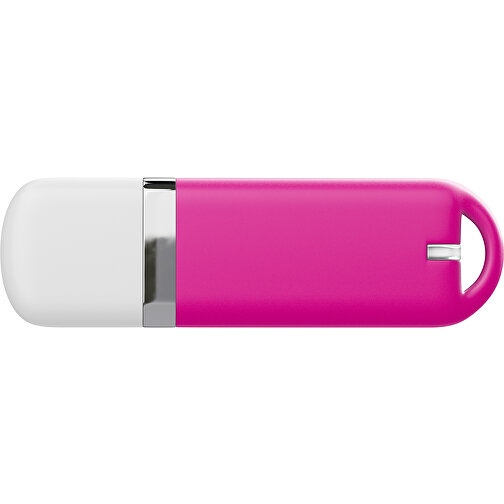 USB-Stick StylishDrive 2.0 , pink / weiß MB , 1 GB , Gummiplastik, Kunststoff MB , 6,20cm x 0,75cm x 2,00cm (Länge x Höhe x Breite), Bild 2