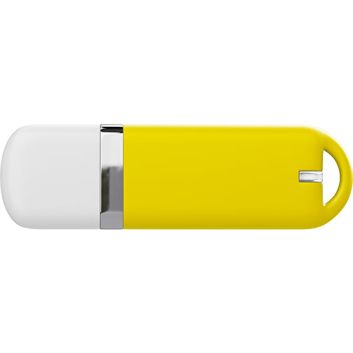 USB-Stick StylishDrive 2.0 , gelb / weiß MB , 1 GB , Gummiplastik, Kunststoff MB , 6,20cm x 0,75cm x 2,00cm (Länge x Höhe x Breite), Bild 2
