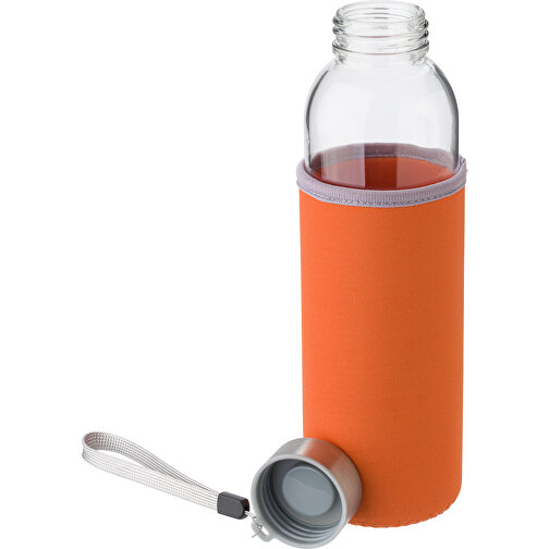 Glasflasche (500ml) Mit Einem Neoprenhülle Nika , orange, Glas, Neopren, Edelstahl 201, , Bild 4
