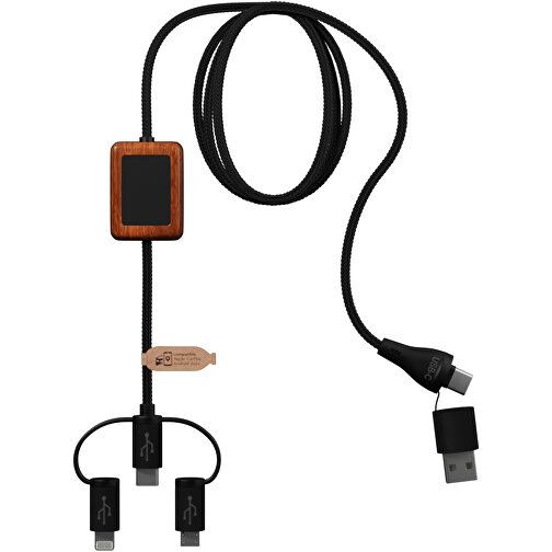 SCX.design C46 5-in-1 CarPlay-Kabel Mit Leuchtlogo , schwarz / holz, Recycelter PET Kunststoff, Holz, 17,50cm x 5,50cm (Länge x Breite), Bild 3