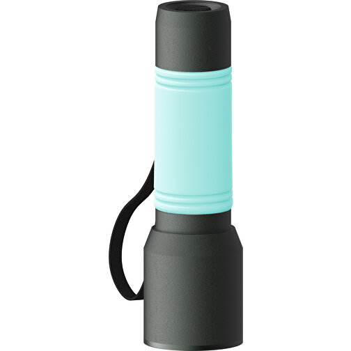 Taschenlampe REEVES-myFLASH 300 , dunkelgrau / mint, recyceltes Aluminium, Silikon, 13,00cm x 2,90cm x 3,60cm (Länge x Höhe x Breite), Bild 1