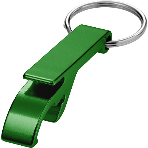 Tao Schlüsselanhänger Mit Flaschen- Und Dosenöffner Aus Recyceltem RCS Aluminium , grün, Recycled Aluminium, 6,00cm x 2,60cm x 1,00cm (Länge x Höhe x Breite), Bild 1