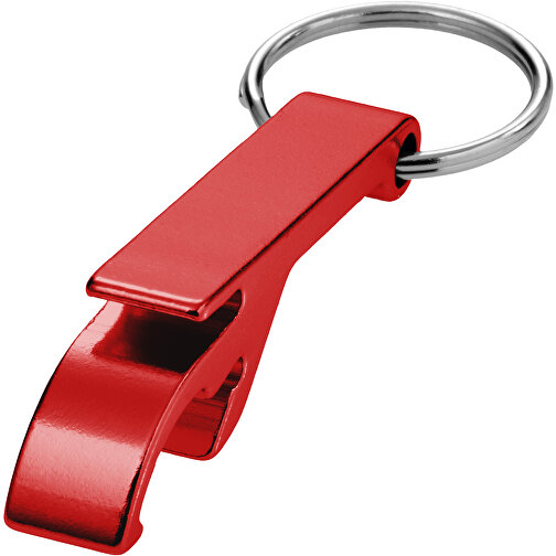 Tao Schlüsselanhänger Mit Flaschen- Und Dosenöffner Aus Recyceltem RCS Aluminium , rot, Recycled Aluminium, 6,00cm x 2,60cm x 1,00cm (Länge x Höhe x Breite), Bild 1