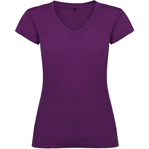 Victoria T-Shirt Mit V-Ausschnitt Für Damen , lila, Single jersey Strick 100% Baumwolle, 155 g/m2, 2XL, , Bild 1