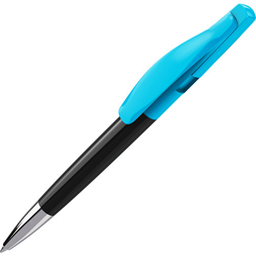 Prodir DS2 PPC Push Kugelschreiber , Prodir, schwarz / cyanblau, Kunststoff, 14,80cm x 1,70cm (Länge x Breite), Bild 1