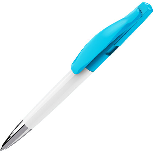 Prodir DS2 PPC Push Kugelschreiber , Prodir, weiß / cyanblau, Kunststoff, 14,80cm x 1,70cm (Länge x Breite), Bild 1