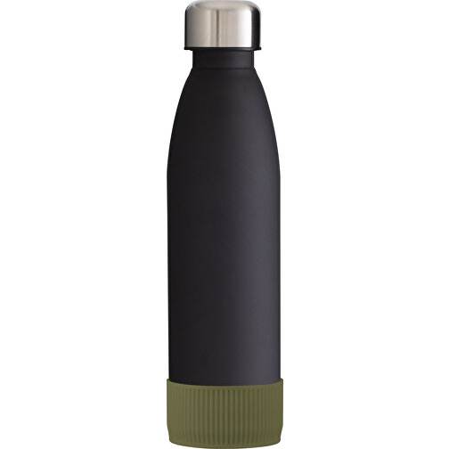 Trinkflasche RETUMBLER-TOULON GLASS , schwarz / oliv, Glas, Silikon, recycelter Edelstahl, recyceltes Polypropylen, 26,00cm x 6,90cm x 6,90cm (Länge x Höhe x Breite), Bild 1