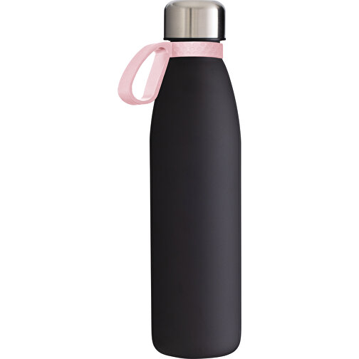 Trinkflasche RETUMBLER-TOULON GLASS , schwarz / rosa, Glas, Silikon, recycelter Edelstahl, recyceltes Polypropylen, 26,00cm x 6,90cm x 6,90cm (Länge x Höhe x Breite), Bild 1