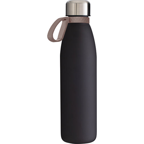 Trinkflasche RETUMBLER-TOULON GLASS , schwarz / braun, Glas, Silikon, recycelter Edelstahl, recyceltes Polypropylen, 26,00cm x 6,90cm x 6,90cm (Länge x Höhe x Breite), Bild 1