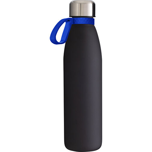 Trinkflasche RETUMBLER-TOULON GLASS , schwarz / blau, Glas, Silikon, recycelter Edelstahl, recyceltes Polypropylen, 26,00cm x 6,90cm x 6,90cm (Länge x Höhe x Breite), Bild 1