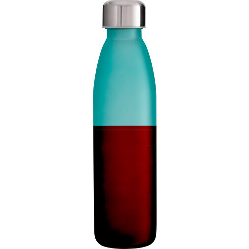 Trinkflasche RETUMBLER-TOULON GLASS , cyan / hellgrün, Glas, Silikon, recycelter Edelstahl, recyceltes Polypropylen, 26,00cm x 6,90cm x 6,90cm (Länge x Höhe x Breite), Bild 1