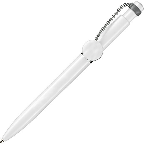 Kugelschreiber PIN PEN , Ritter-Pen, weiß/stein-grau, ABS-Kunststoff, 14,50cm (Länge), Bild 2