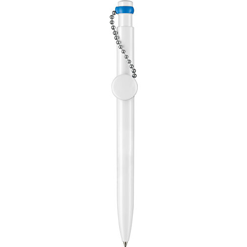 Kugelschreiber PIN PEN , Ritter-Pen, weiß/himmel-blau, ABS-Kunststoff, 14,50cm (Länge), Bild 1