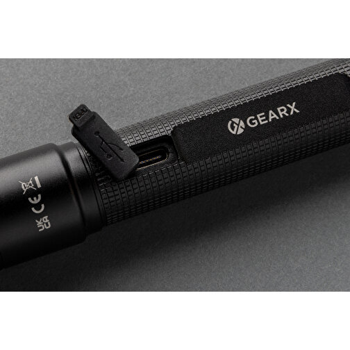Gear X Taschenlampe Aus RCS Recycelt. Aluminium Mit USB-Akku , schwarz, Recycelte Aluminiumlegierung, 12,50cm (Höhe), Bild 5