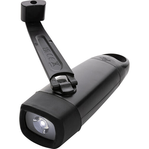 Lightwave USB-Taschenlampe Mit Kurbel Aus RCS RPlastik , schwarz, ABS - recycelt, 12,50cm x 3,00cm (Länge x Höhe), Bild 1