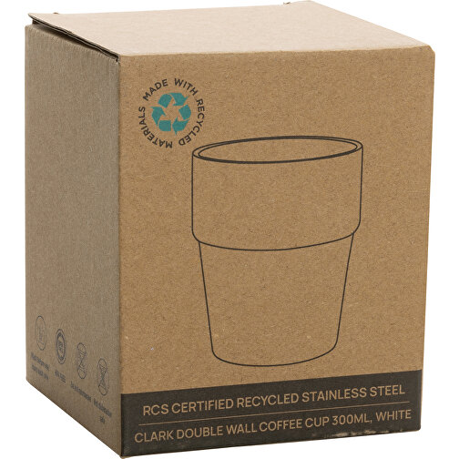 Clark Doppelwandige RCS Kaffeetasse 300ml , weiß, Rostfreier Stahl - recycelt, 9,70cm (Höhe), Bild 7