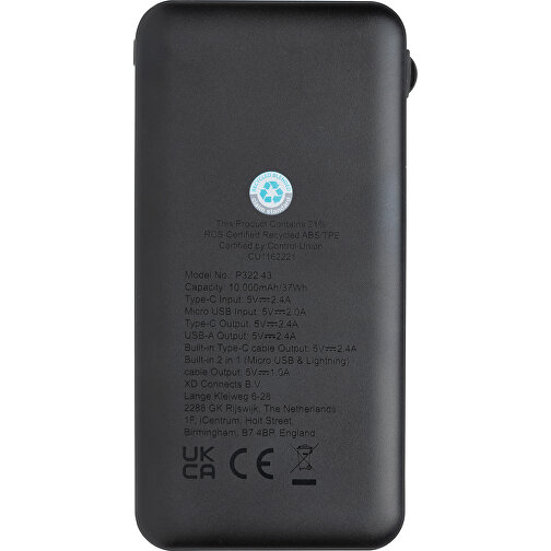 Power bank Lockhart 10,000mAh wykonany z tworzywa sztucznego RCS, Obraz 6