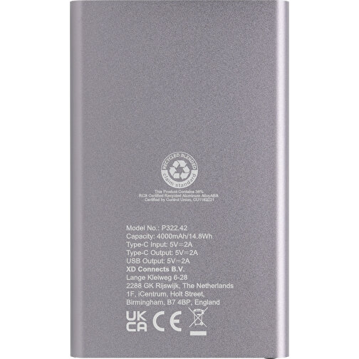 4.power bank typu C o pojemnosci 000 mAh wykonany z ABS i aluminium pochodzacego z recyklingu RCS, Obraz 5