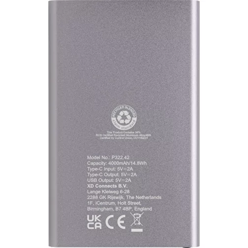 4.000mAh Banque d\'énergie Type-C en ABS recyclé RCS & aluminium, Image 5
