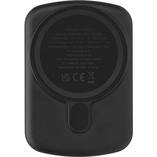 MagBoost 5.000mAh Magnetische Powerbank Aus RCS Rec. Plastik , schwarz, ABS - recycelt, 9,40cm x 1,30cm (Länge x Höhe), Bild 4