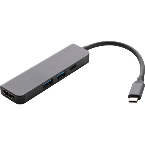 Terra Hub Aus RCS Recyceltem Aluminium Mit HDMI-Input , grau, Recycelte Aluminiumlegierung, 9,60cm x 1,00cm (Länge x Höhe), Bild 1