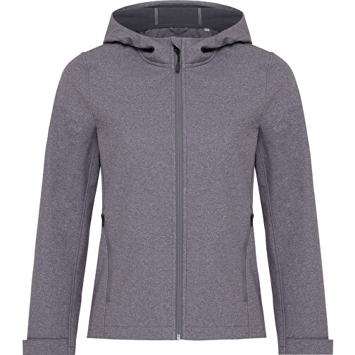 Iqoniq Makalu Damen Softshelljacke Aus Recyceltem Polyester , vulcano heather grey, 91% recyceltes Polyester, 7% recyceltes TPU, 2% Elastan, XXS, 56,00cm x 2,50cm (Länge x Höhe), Bild 1