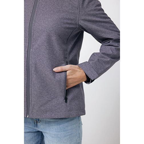 Iqoniq Makalu Damen Softshelljacke Aus Recyceltem Polyester , vulcano heather grey, 91% recyceltes Polyester, 7% recyceltes TPU, 2% Elastan, XS, 62,00cm x 2,50cm (Länge x Höhe), Bild 10