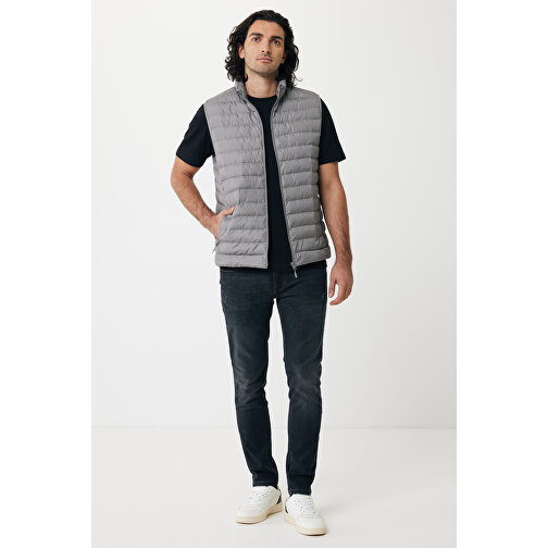 Iqoniq Meru Herren Bodywarmer Aus Recyceltem Polyester , Silbergrau, 100% recyceltes Polyester, XL, 73,00cm x 0,50cm (Länge x Höhe), Bild 3