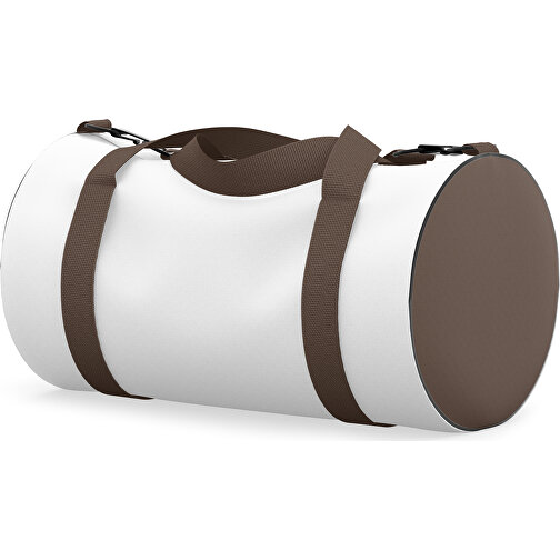 Sporttasche Modernfit , weiß / espressobraun, Sublimation Poliester 300g, 27,00cm x 27,00cm x 50,00cm (Länge x Höhe x Breite), Bild 1