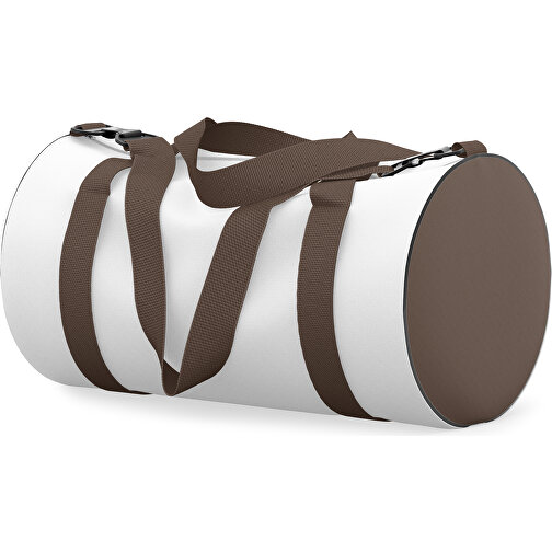 Sporttasche Modernfit , weiß / espressobraun, Sublimation Poliester 300g, 27,00cm x 27,00cm x 50,00cm (Länge x Höhe x Breite), Bild 2