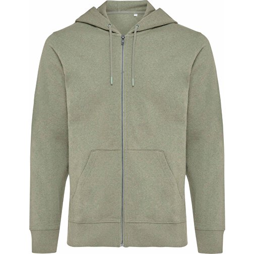 Iqoniq Abisko Zip-Kapuzenpullover Aus Recycelter Baumwolle , heather green, 50% recycelte und 50% biologische Baumwolle, S, 68,00cm x 1,00cm (Länge x Höhe), Bild 1