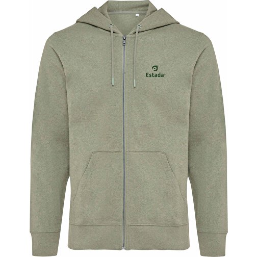 Iqoniq Abisko Zip-Kapuzenpullover Aus Recycelter Baumwolle , heather green, 50% recycelte und 50% biologische Baumwolle, S, 68,00cm x 1,00cm (Länge x Höhe), Bild 4